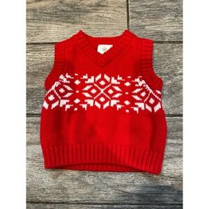 Hanna Andersson size 50 red Christmas sweater vest 0-3